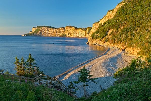 Canada-Quebec-Forillon National Park Limestone cliffs along bay